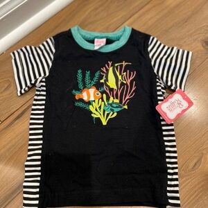 Ricrac & Ruffles Under The Sea T-Shirt with Fish Embroidery